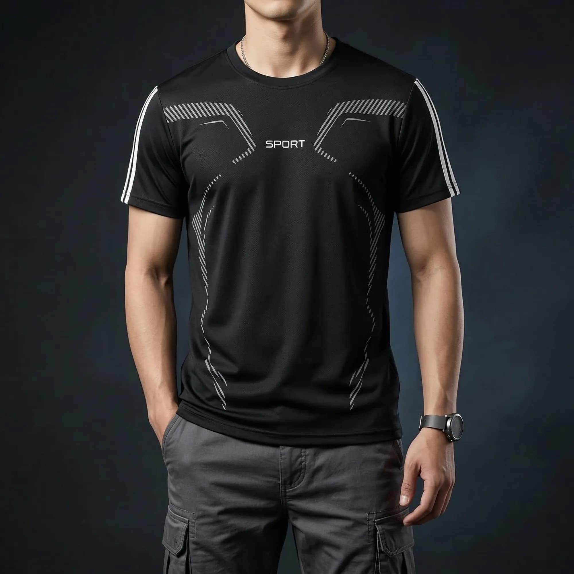 Stylish Comfortable sports T-Shirt (Black)